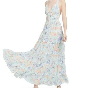Alice + Olivia Karolina Crochet-trimmed Floral-print Maxi Dress 12 new